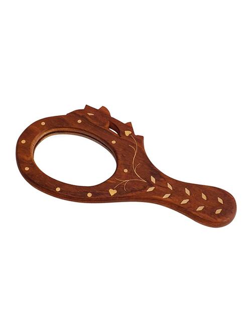 desi karigar wooden small hand mirror - 12163753 - Standard Image - 1