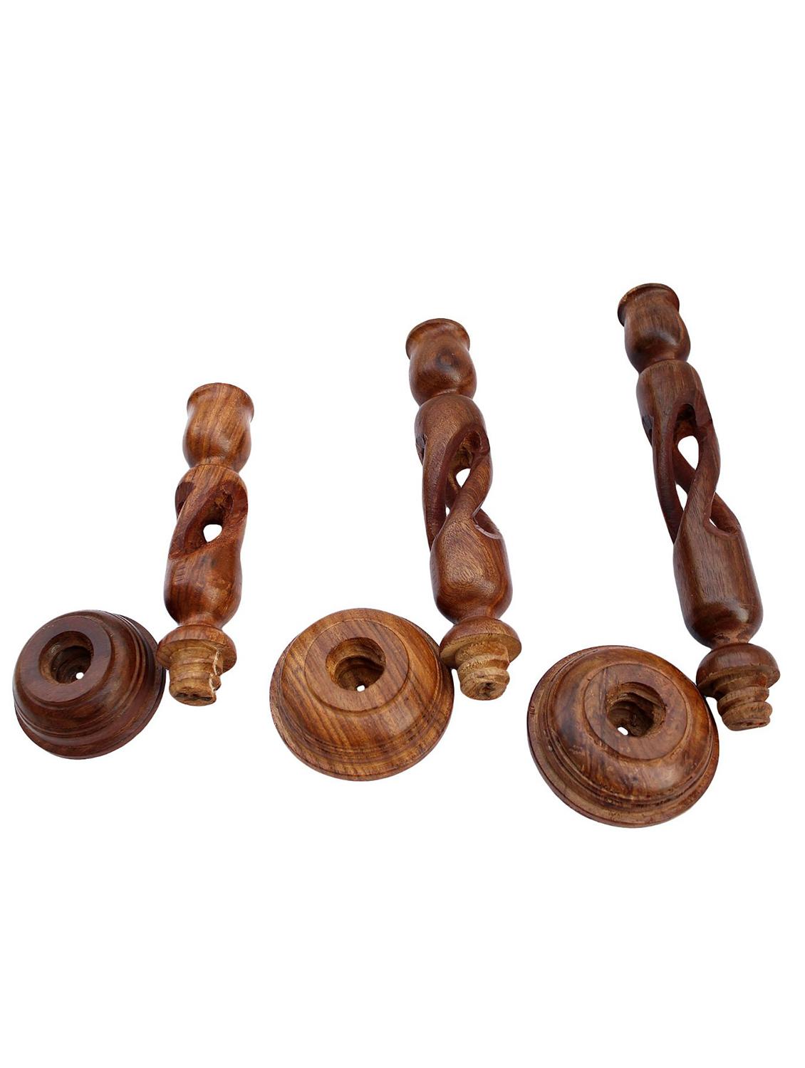 brown wooden candle stand - 12163870 - Zoom Image - 2