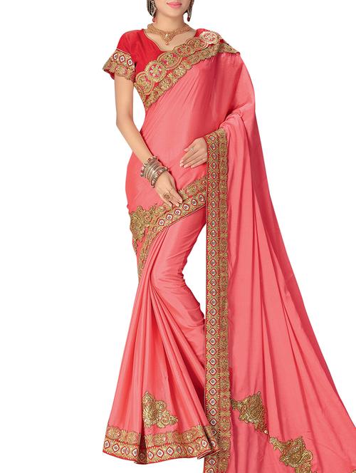 pink silk saree - 12165471 - Very Small Image - 1