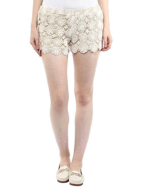 cream lace cotton short - 12167729 - Very Small Image - 1