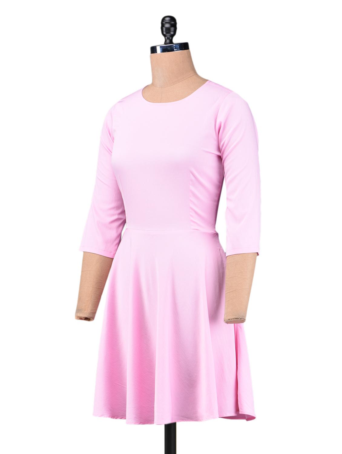 pink plain poly crepe dress - 1216854 - Zoom Image - 2