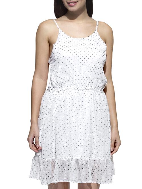 white polka dots printed chiffon dress - 1216861 - Standard Image - 1