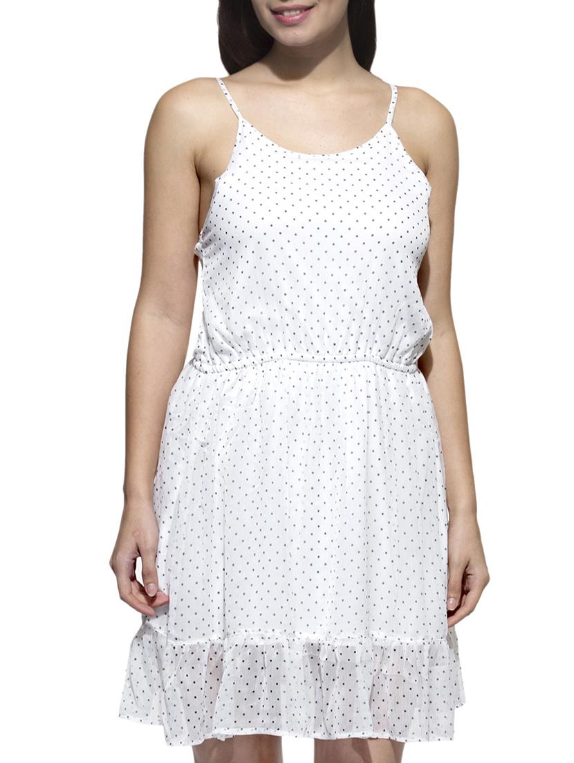 white polka dots printed chiffon dress - 1216861 - Zoom Image - 1