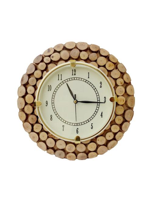desi karigar fancy wooden wall hanging clock watch - 12170215 - Standard Image - 1