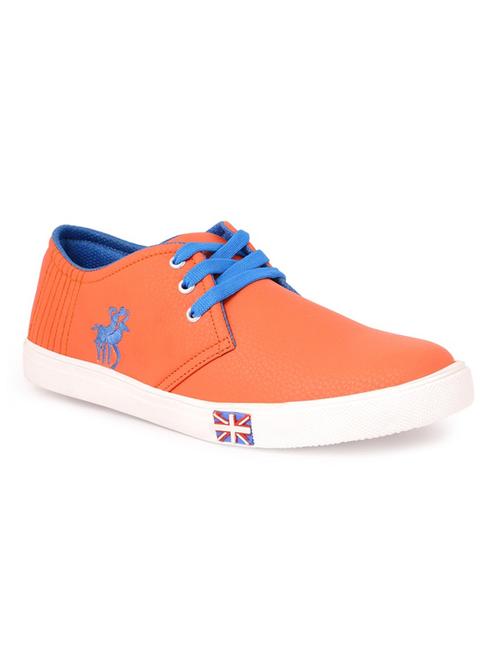 orange synthetic lace up sneakers - 12173558 - Very Small Image - 1