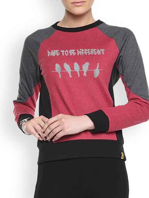 Maroon Printed Sweatshirt - 1217804 - Standard Image - 1