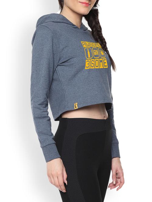 denim printed crop hoodie - 1218178 - Standard Image - 1