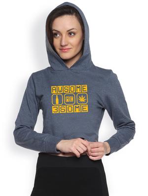 denim printed crop hoodie - 1218178 - Standard Image - 2