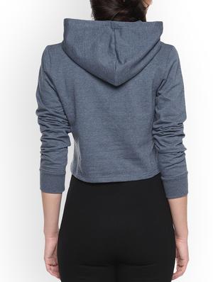 denim printed crop hoodie - 1218178 - Standard Image - 3