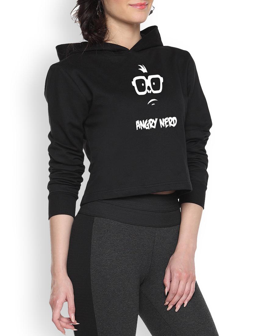 black printed crop hoodie - 1218188 - Zoom Image - 1