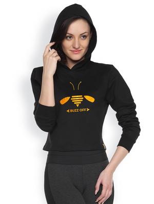 black printed crop hoodie - 1218193 - Standard Image - 2