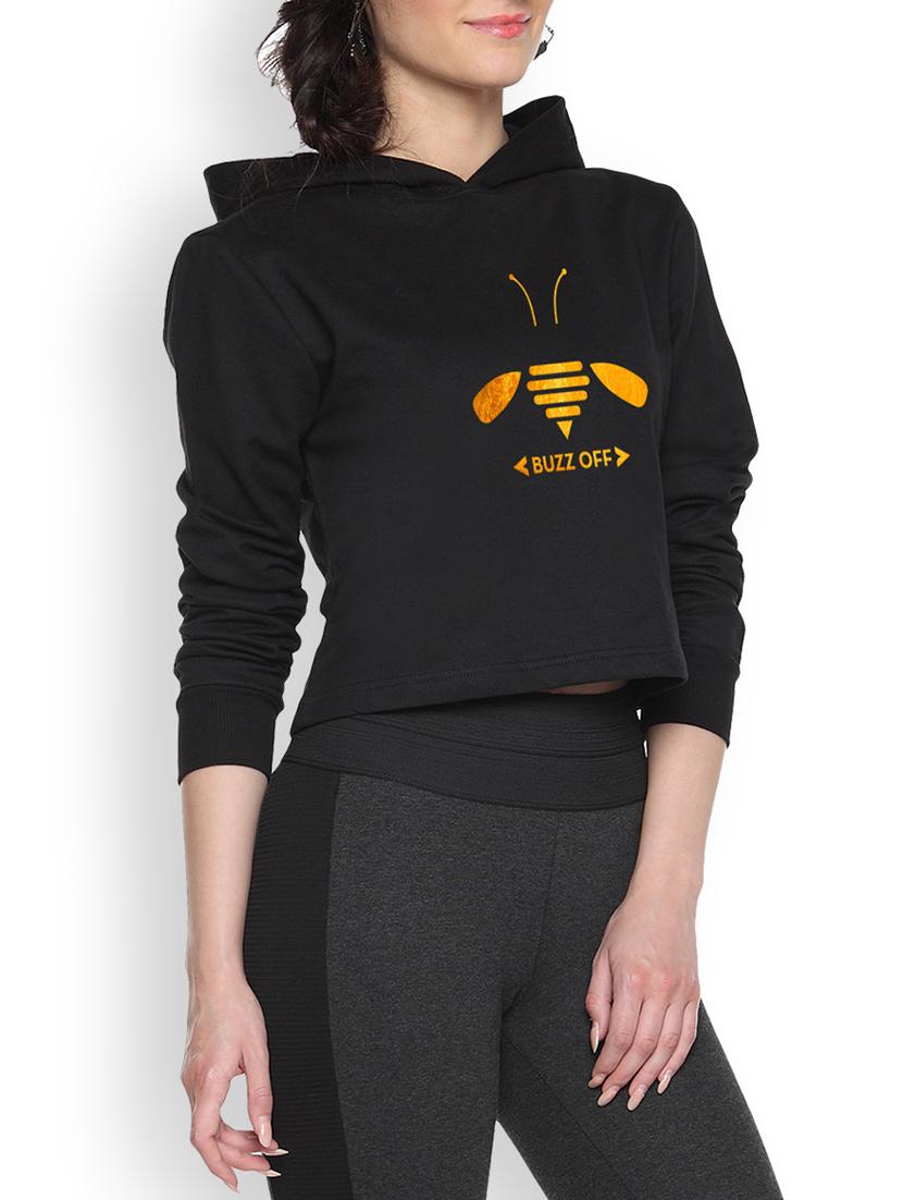 black printed crop hoodie - 1218193 - Zoom Image - 1