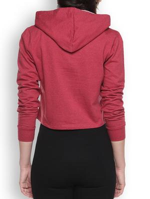 maroon printed crop hoodie - 1218195 - Standard Image - 3