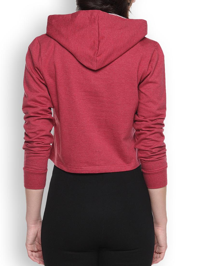 maroon printed crop hoodie - 1218195 - Zoom Image - 3