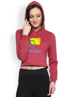 maroon printed crop hoodie - 1218198 - Standard Image - 2