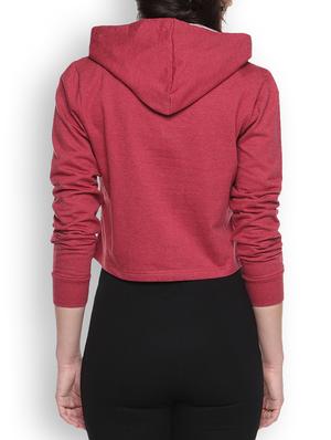 maroon printed crop hoodie - 1218198 - Standard Image - 3