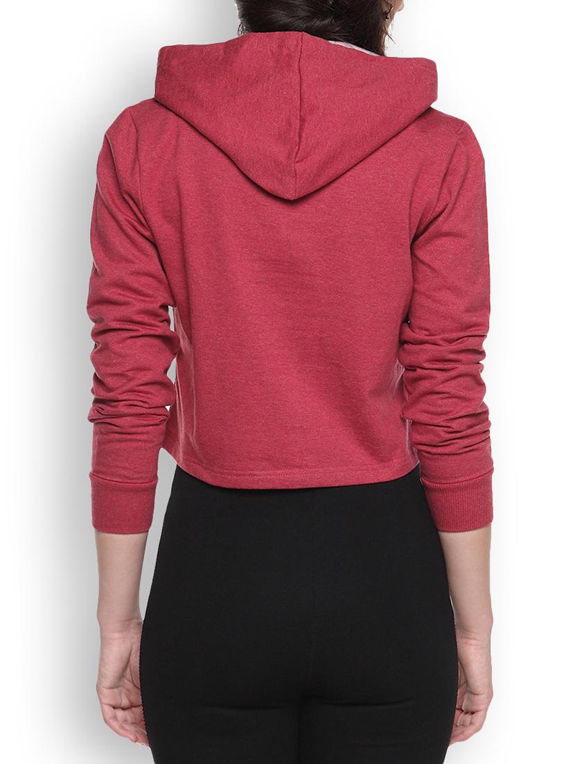 maroon printed crop hoodie - 1218198 - Zoom Image - 3