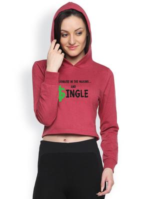 maroon printed crop hoodie - 1218199 - Standard Image - 2