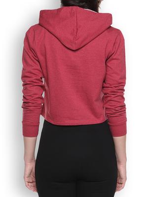 maroon printed crop hoodie - 1218199 - Standard Image - 3