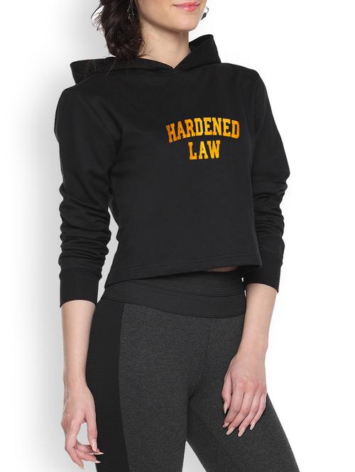 black printed crop hoodie - 1218235 - Standard Image - 1