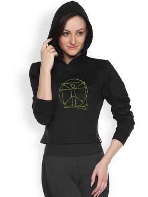 black womens printed crop hoodie - 1218239 - Standard Image - 2