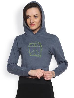 denim printed crop hoodie - 1218240 - Standard Image - 2