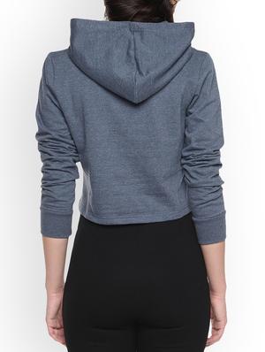 denim printed crop hoodie - 1218240 - Standard Image - 3