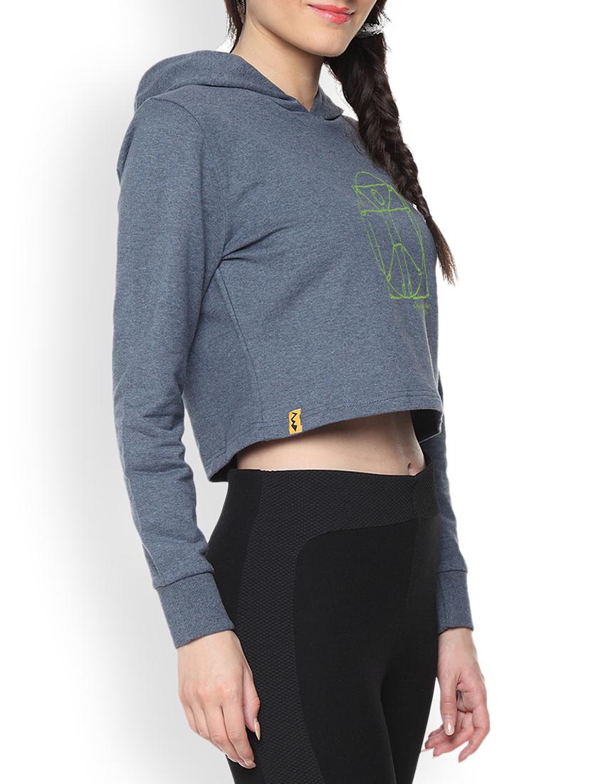 denim printed crop hoodie - 1218240 - Zoom Image - 1