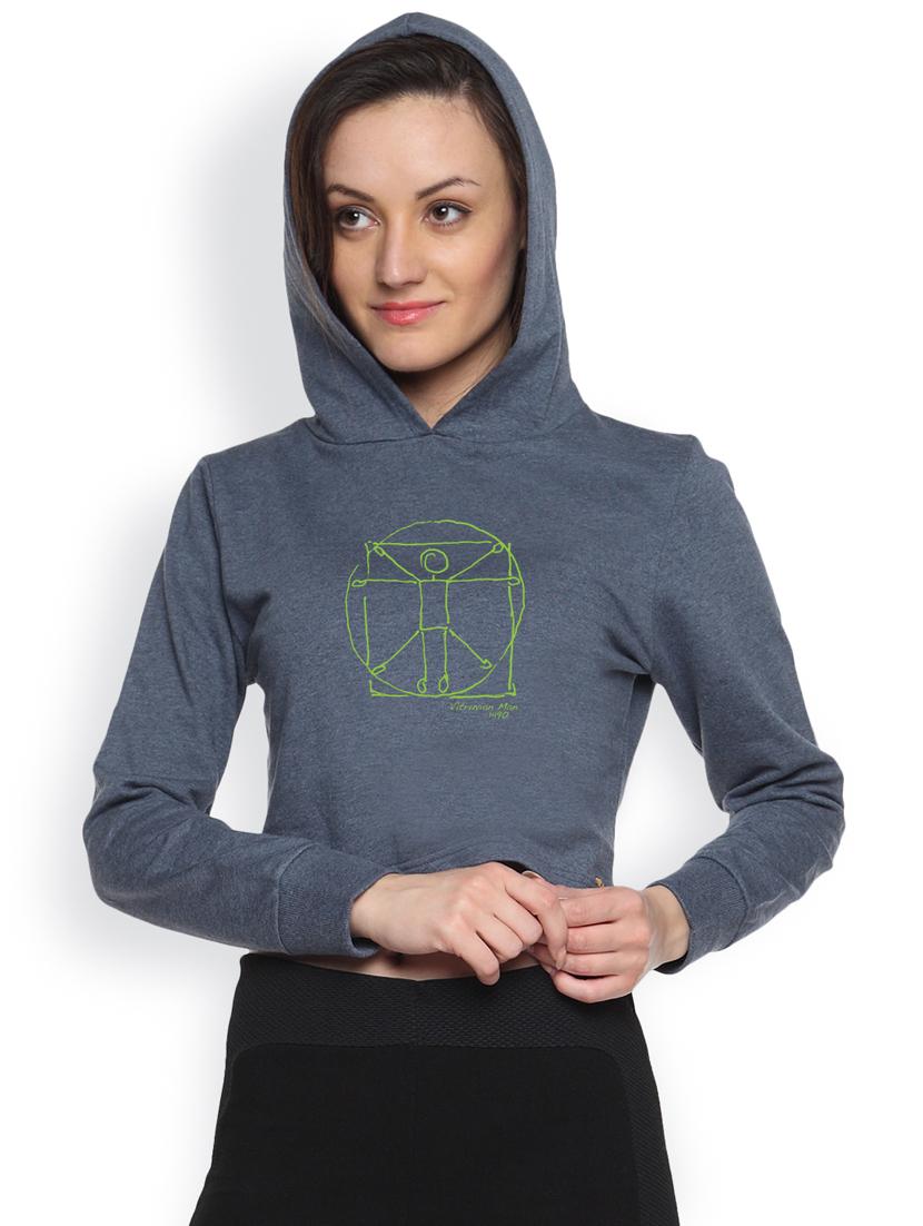 denim printed crop hoodie - 1218240 - Zoom Image - 2