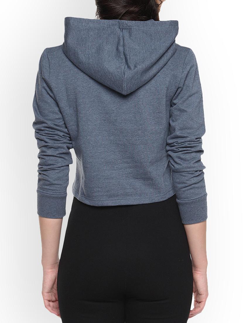 denim printed crop hoodie - 1218240 - Zoom Image - 3