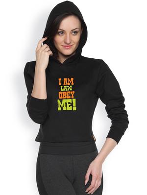 black womens printed crop hoodie - 1218246 - Standard Image - 2