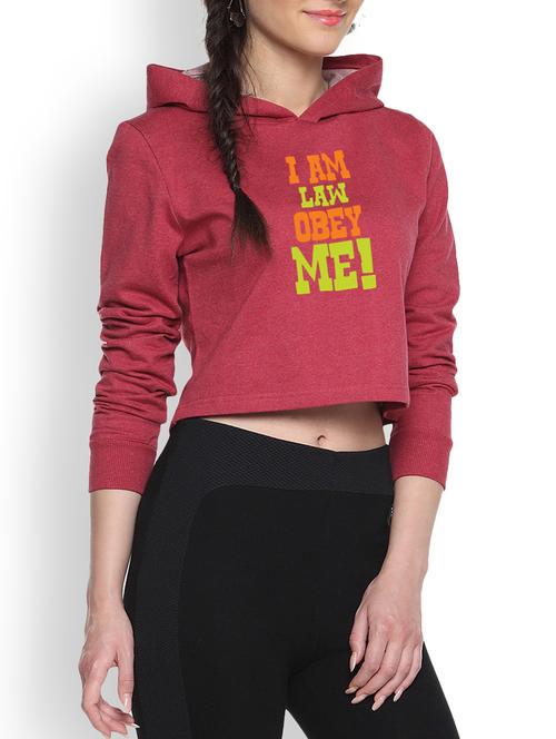 maroon printed crop hoodie - 1218248 - Standard Image - 1