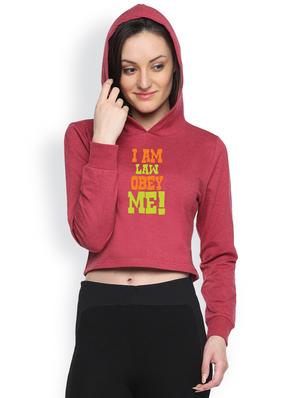 maroon printed crop hoodie - 1218248 - Standard Image - 2
