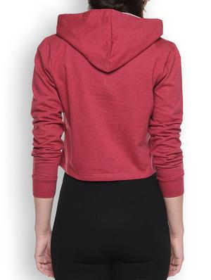 maroon printed crop hoodie - 1218248 - Standard Image - 3