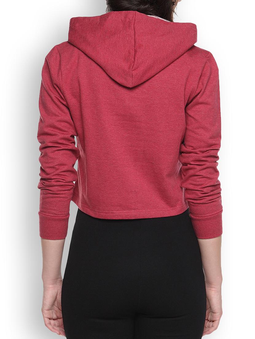 maroon printed crop hoodie - 1218248 - Zoom Image - 3