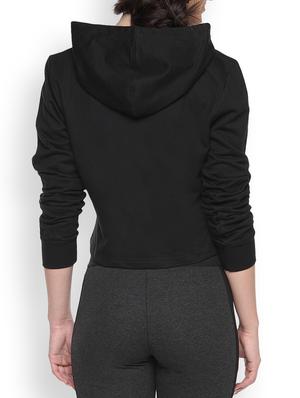 black printed crop hoodie - 1218253 - Standard Image - 3