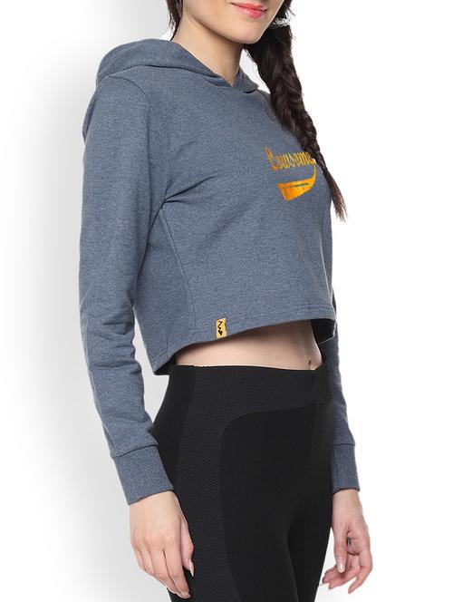 denim printed crop hoodie - 1218254 - Standard Image - 1