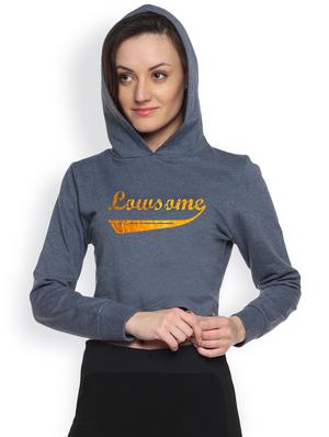denim printed crop hoodie - 1218254 - Standard Image - 2