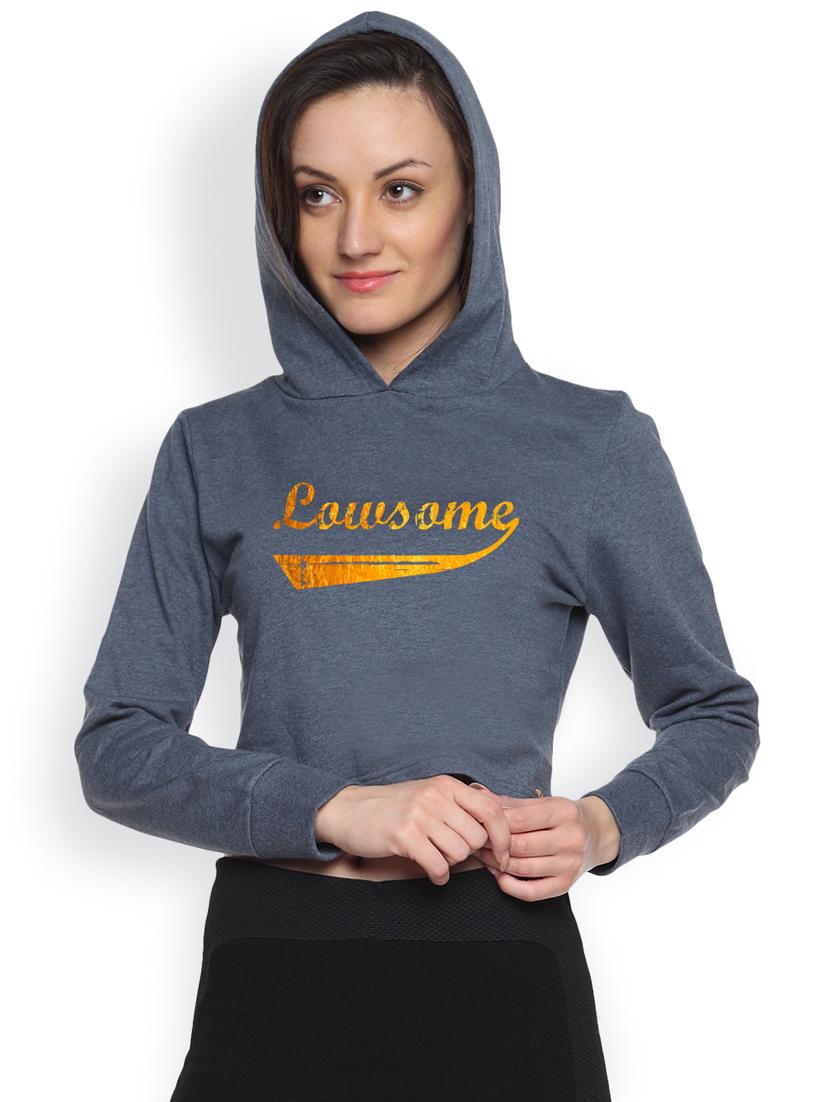 denim printed crop hoodie - 1218254 - Zoom Image - 2