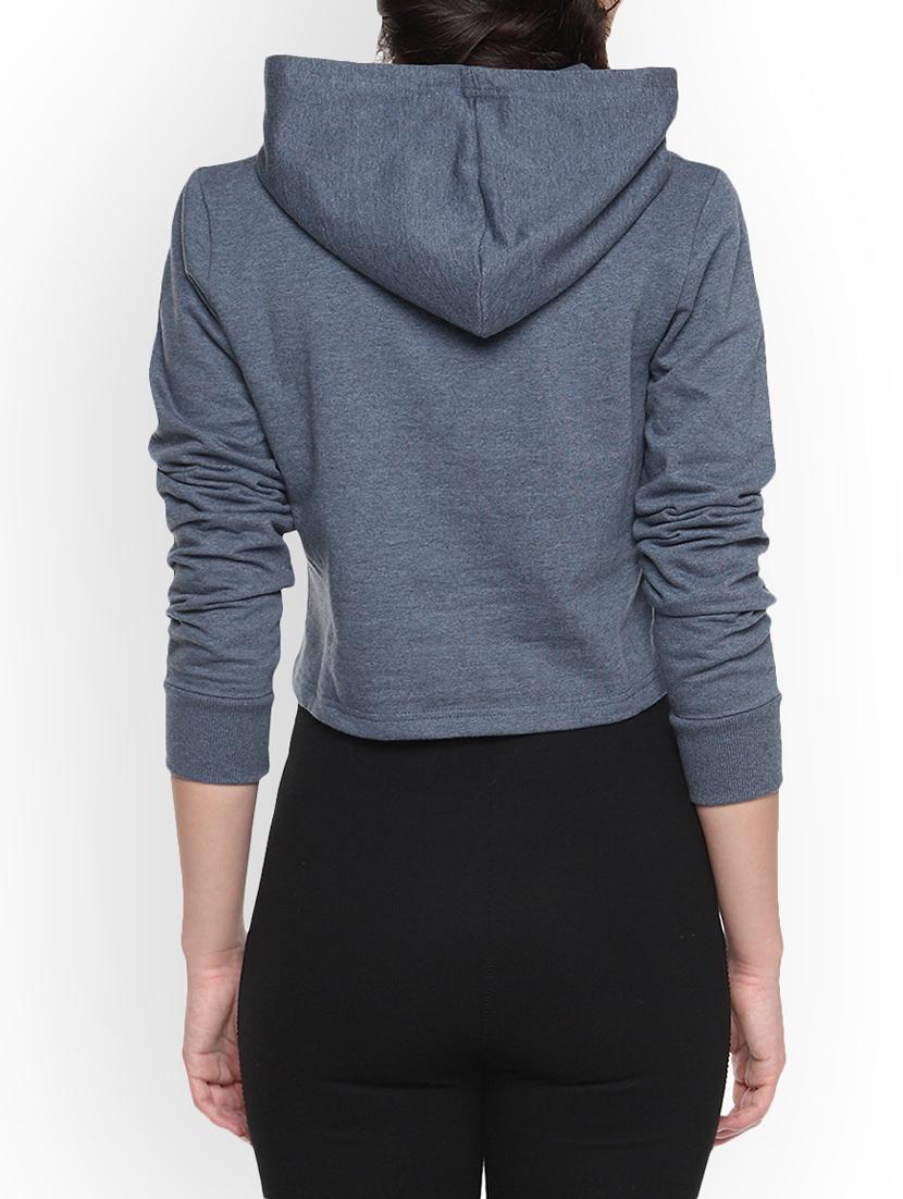 denim printed crop hoodie - 1218254 - Zoom Image - 3