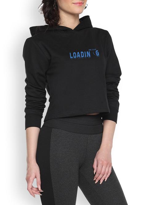 black printed crop hoodie - 1218257 - Standard Image - 1