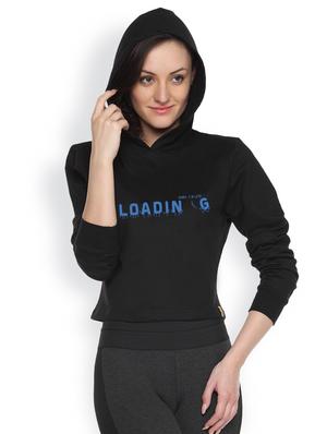black printed crop hoodie - 1218257 - Standard Image - 2