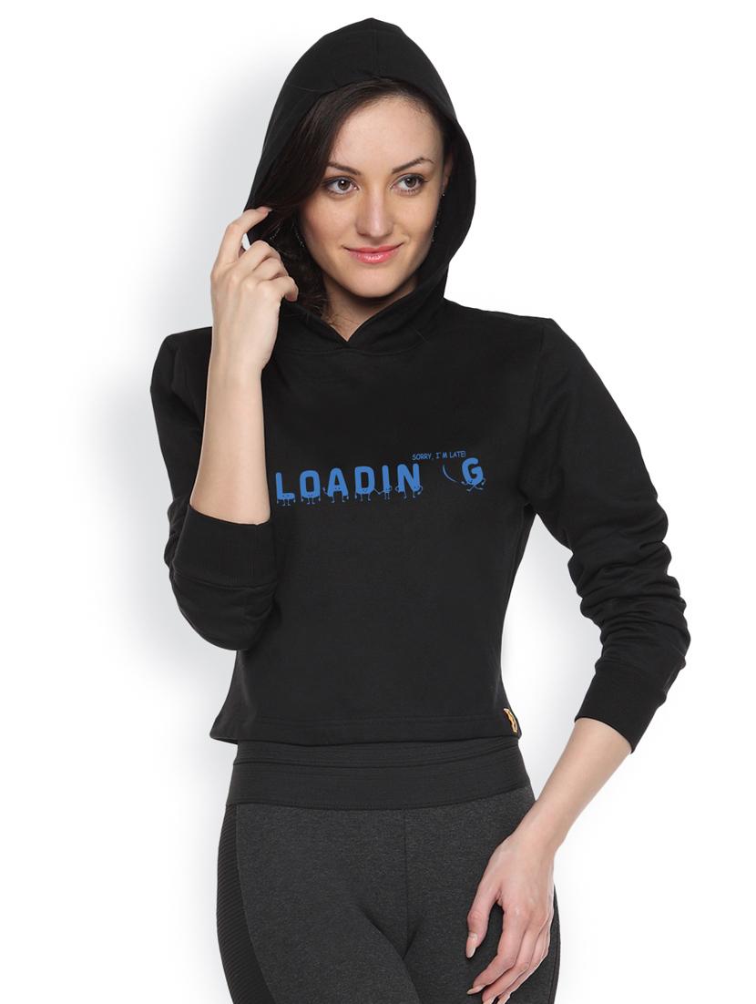 black printed crop hoodie - 1218257 - Zoom Image - 2