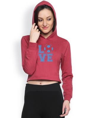 maroon womens printed crop hoodie - 1218260 - Standard Image - 2