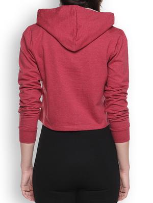 maroon womens printed crop hoodie - 1218260 - Standard Image - 3