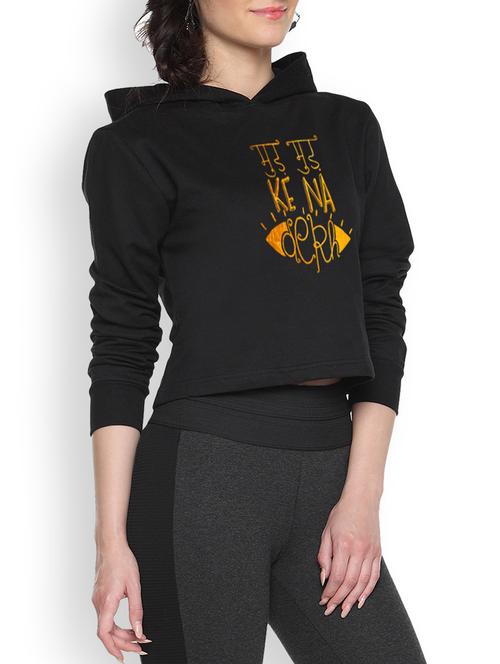 black printed crop hoodie - 1218265 - Standard Image - 1