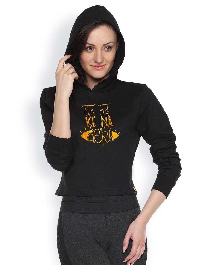 black printed crop hoodie - 1218265 - Zoom Image - 2