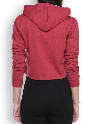 maroon womens printed crop hoodie - 1218285 - Standard Image - 3