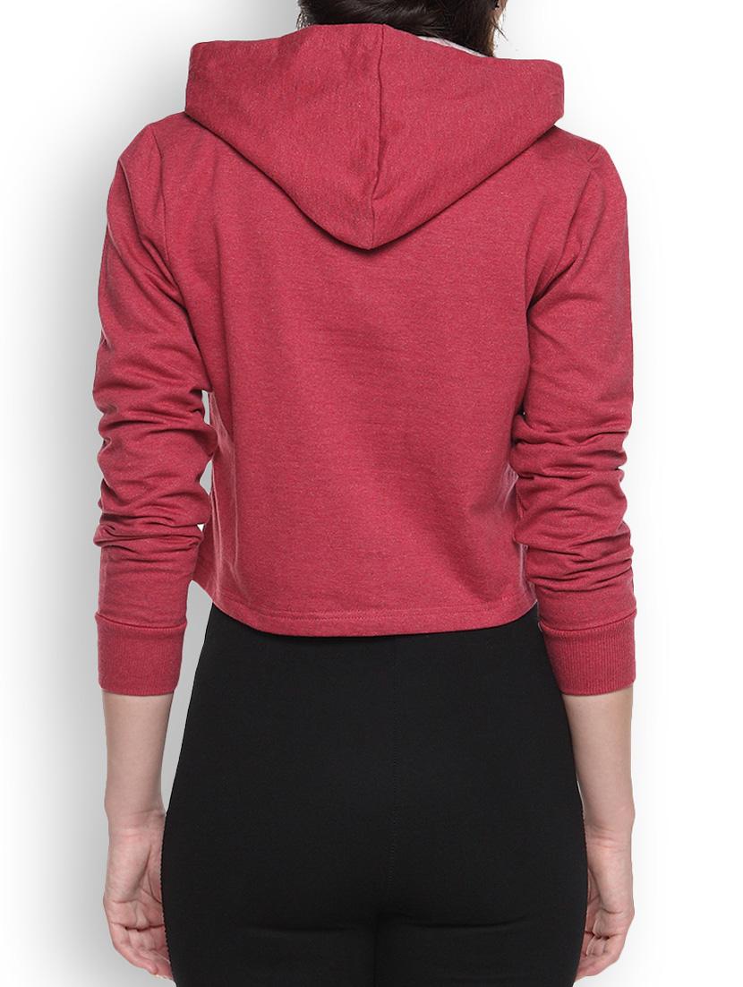 maroon womens printed crop hoodie - 1218285 - Zoom Image - 3