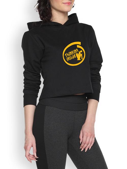 black printed crop hoodie - 1218300 - Standard Image - 1